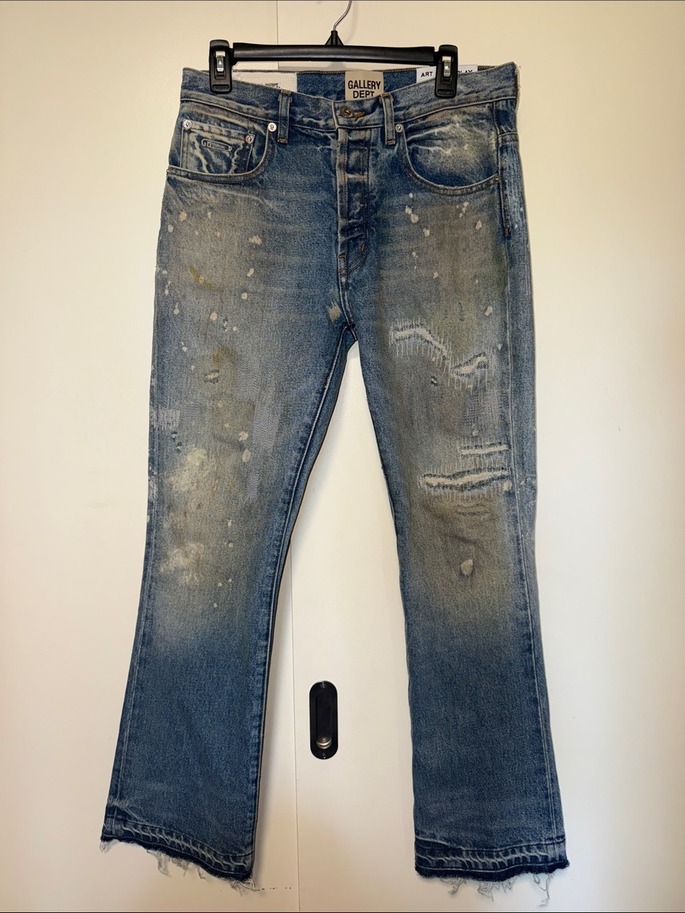 Gallery Dept Faded Blue Paint-Splatter Bootcut Jeans Greased 6046